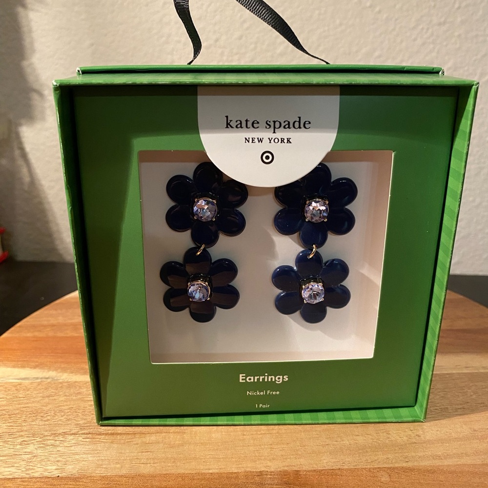 Kate Spade New York x Target - Blue Floral Linear Earrings Limited Edition New